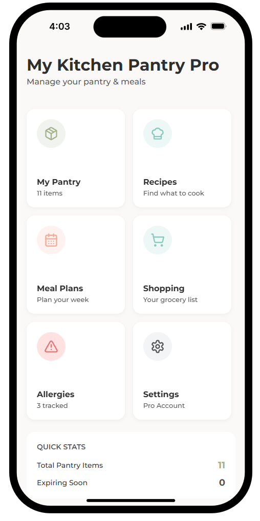 My Kitchen Pantry app preview