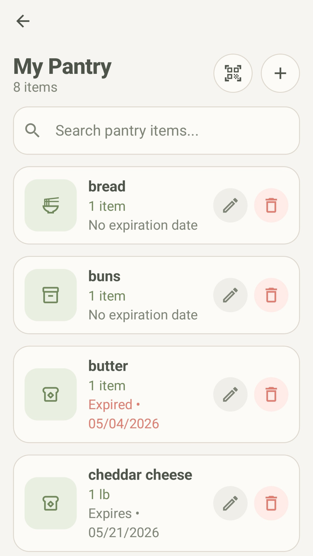 My Kitchen Pantry pantry tracking screen